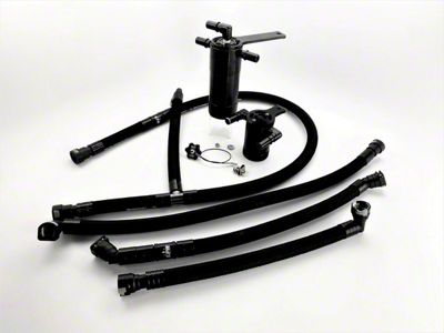 UPR Products Dual Valve Plug N Play Clean Side Oil Catch Can; Black (24-25 Mustang EcoBoost)