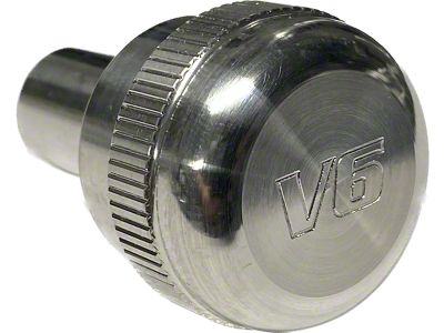 UPR Products Flat Headlight Knob with UPR Logo; Polished (94-04 Mustang)