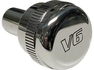 UPR Products Flat Headlight Knob with V6 Logo; Satin (94-04 Mustang V6)