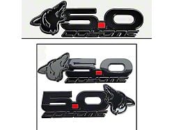 UPR Products Howling Coyote 5.0 Fender and Decklid Emblem Package; Black with Gloss Black (15-23 Mustang GT)