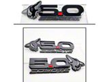 UPR Products Howling Coyote 5.0 Fender and Decklid Emblem Package; Black with Chrome (15-23 Mustang GT)