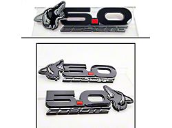UPR Products Howling Coyote 5.0 Fender and Decklid Emblem Package; Black with Chrome (15-23 Mustang GT)