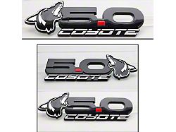 UPR Products Howling Coyote 5.0 Fender and Decklid Emblem Package; Black with Magnetic (15-23 Mustang GT)