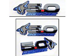 UPR Products Howling Coyote 5.0 Fender and Decklid Emblem Package; Blue with Black (15-23 Mustang GT)