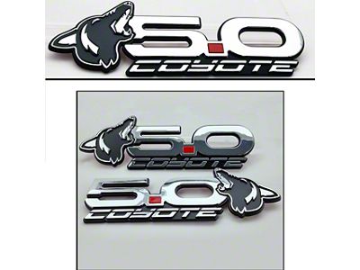 UPR Products Howling Coyote 5.0 Fender and Decklid Emblem Package; Chrome with Chrome (15-23 Mustang GT)