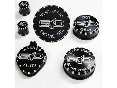 UPR Products Howling Coyote Engine Cap Covers; Black (18-24 Mustang GT)