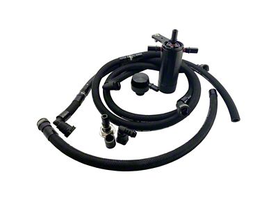 UPR Products Single Valve Plug N Play Clean Side Oil Catch Can; Black (21-23 Mustang Mach 1)