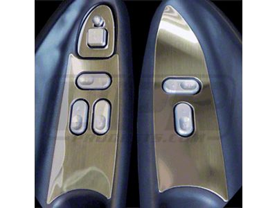UPR Products Stainless Steel Window Switch Plates; Brushed (94-04 Mustang Coupe)