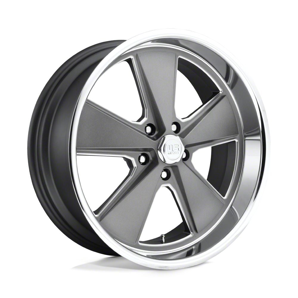 US Mag Camaro Roadster Matte Gunmetal Machined Wheel; 20x8 US Mag Camaro Roadster Matte Gunmetal Machined Wheel; 20x8
