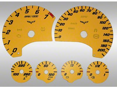 US Speedo Daytona Edition Gauge Face; MPH; Yellow (06-13 Corvette C6 Z06)