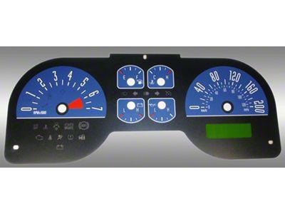 US Speedo Daytona Edition Gauge Face; KMH; 6-Gauges Blue (05-09 Mustang V6)