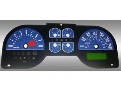 US Speedo Daytona Edition Gauge Face; KMH; 6-Gauges Blue (05-09 Mustang GT)