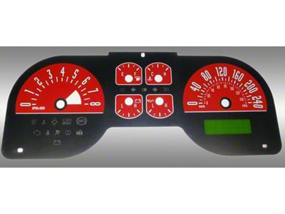 US Speedo Daytona Edition Gauge Face; KMH; 6-Gauges Red (05-09 Mustang GT)