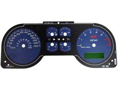 US Speedo Daytona Edition Gauge Face; KMH; Blue (07-09 Mustang GT500)