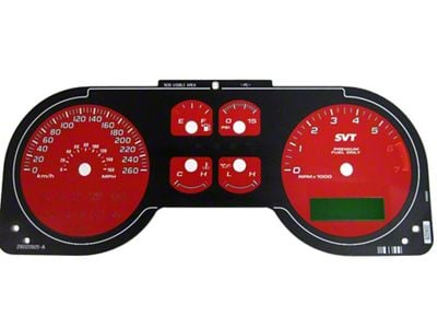 US Speedo Daytona Edition Gauge Face; KMH; Red (07-09 Mustang GT500)