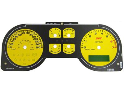 US Speedo Daytona Edition Gauge Face; KMH; Yellow (07-09 Mustang GT500)