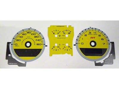 US Speedo Daytona Edition Gauge Face; KMH; Yellow (10-12 Mustang GT500)