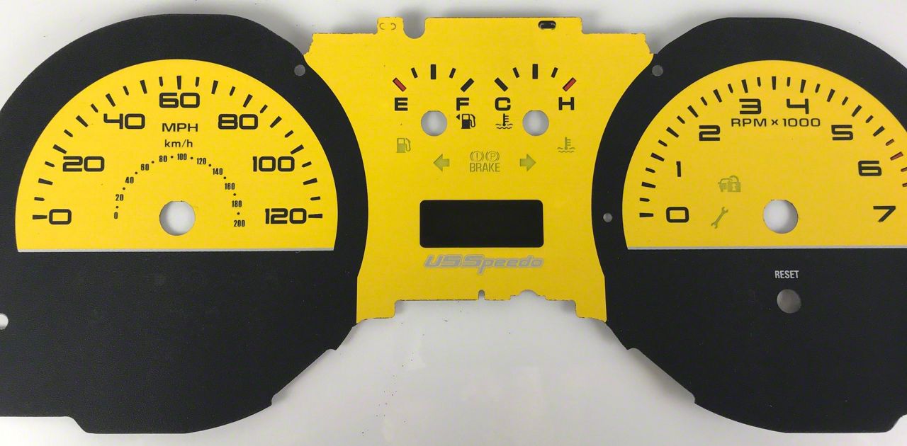 US Speedo Mustang Daytona Edition Gauge Face; MPH; Yellow