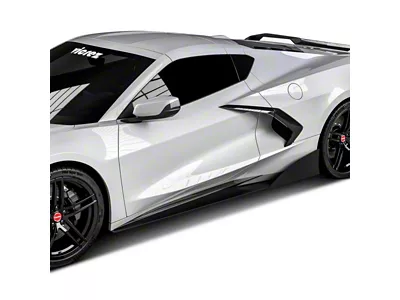 VZR1 Style Side Skirt Splitters; Textured Black (20-24 Corvette C8, Excluding Z06)