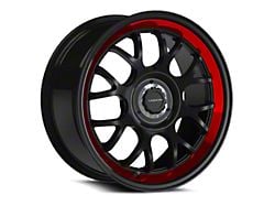 Vision Wheel Alpine Gloss Black with Red Tint and Brushed Lip Wheel; 17x8; 38mm Offset (05-09 Mustang GT, V6)
