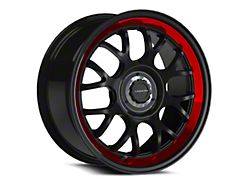 Vision Wheel Alpine Gloss Black with Red Tint and Brushed Lip Wheel; 18x8.5; 35mm Offset (05-09 Mustang)