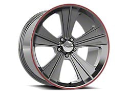 Vision Wheel Missle Gunmetal with Red Lip Wheel; Rear Only; 20x11; 50mm Offset (05-09 Mustang)