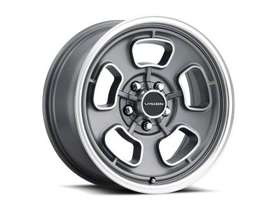 Vision Wheel Shift Satin Grey with Machined Face/Lip Wheel; 17x8; 19mm Offset (05-09 Mustang GT, V6)