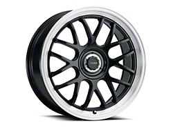 Vision Wheel Alpine Gloss Black with Brushed Lip Wheel; 18x8.5; 35mm Offset (15-23 Mustang GT, EcoBoost, V6)