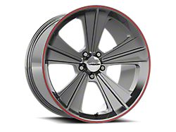 Vision Wheel Missle Gunmetal with Red Lip Wheel; Rear Only; 20x11; 50mm Offset (15-23 Mustang GT, EcoBoost, V6)