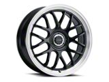 Vision Wheel Alpine Gloss Black with Brushed Lip Wheel; 17x8; 38mm Offset (99-04 Mustang)
