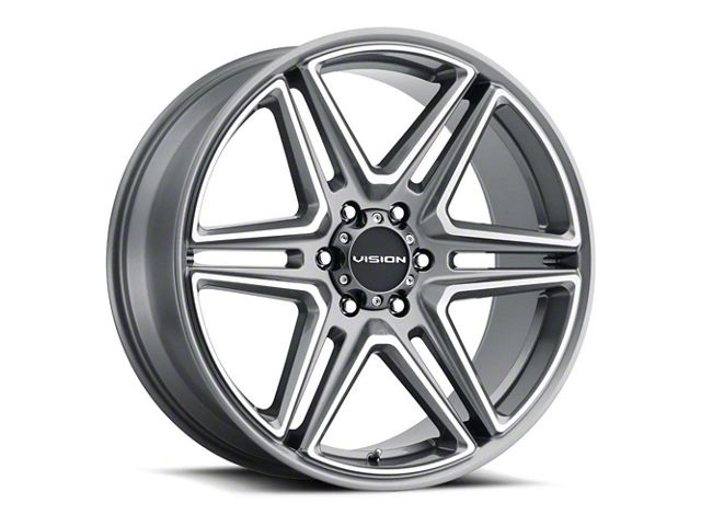 Vision Wheel Wedge Gunmetal Machined Wheel; 20x9 (08-23 RWD Challenger, Excluding Widebody)