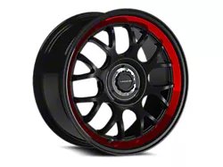 Vision Wheel Alpine Gloss Black with Red Tint Brushed Lip Wheel; 18x8.5 (21-24 Mustang Mach-E, Excluding GT)