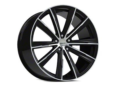 Vision Wheel Splinter Gloss Black Machined Face Wheel; 18x8.5; 32mm Offset (24-26 Mustang EcoBoost w/o Performance Pack)