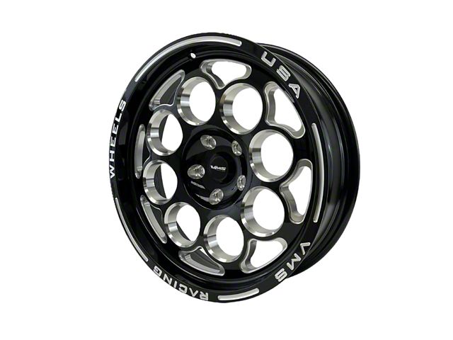 25mm Offset Rims VMS Racing Camaro Modulo Gloss Black Milled Wheel; Front Only; 18x5 ...