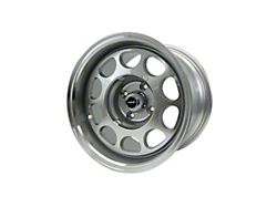 VMS Racing Phone Dial Gloss Silver Milled Wheel; Rear Only; 15x10; 20mm Offset (79-93 Mustang w/ 5-Lug Conversion)