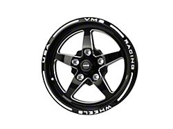 VMS Racing V-Star Gloss Black Milled Wheel; Front Only; 15x3.5; -13mm Offset (79-93 Mustang w/ 5-Lug Conversion)