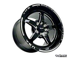 VMS Racing V-Star Gloss Black Milled Wheel; Rear Only; 15x10; 20mm Offset (79-93 Mustang, Excluding Cobra)