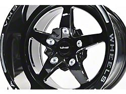 VMS Racing V-Star Gloss Black Milled Wheel; Rear Only; 15x10; 50mm Offset (94-98 Mustang)