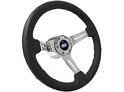 Volante S6 Sport Steering Wheel Kit with Blue Oval Emblem; Chrome Center (84-04 Mustang)