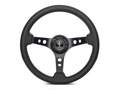 Volante S6 Sport Steering Wheel Kit with Pony Emblem; Black Center (84-04 Mustang)