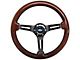 Volante Woodgran S6 Sport Steering Wheel Kit with Blue Oval Emblem; Brushed Center (84-04 Mustang)