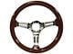 Volante Woodgran S6 Sport Steering Wheel Kit with Blue Oval Emblem; Chrome Center (84-04 Mustang)