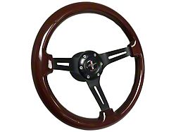 Volante Woodgran S6 Sport Steering Wheel Kit with Pony Emblem; Black Center (84-04 Mustang)