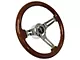 Volante Woodgran S6 Sport Steering Wheel Kit with Pony Emblem; Chrome Center (84-04 Mustang)