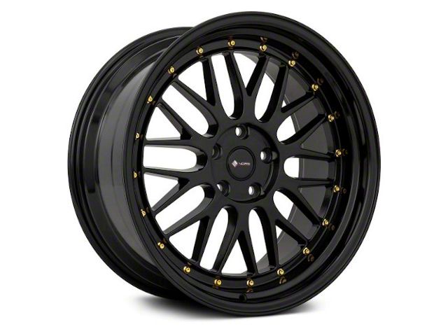 Vors VR8 All Black Gold Rivet Wheel; 18x8 (17-23 AWD Challenger)