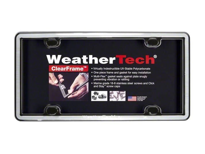 Weathertech Charger ClearCover License Plate Frame; Brushed Stainless