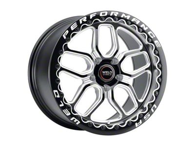 WELD Performance Laguna Beadlock Gloss Black Milled Wheel; Rear Only; 17x10 (05-09 Mustang)