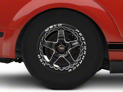 WELD Performance Ventura Beadlock Gloss Black Milled Wheel; Rear Only; 15x10 (05-09 Mustang)