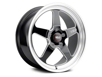 WELD Performance Ventura Drag Gloss Black Milled Wheel; Rear Only; 17x10 (05-09 Mustang)