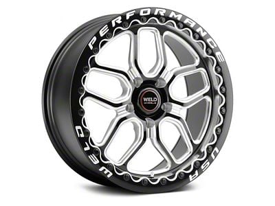 WELD Performance Laguna Beadlock Gloss Black Milled Wheel; Rear Only; 15x10 (10-14 Mustang)